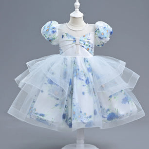 Baby Girl's Polyester Short Sleeve Printed Pattern Princess Dress