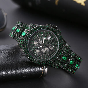 Men's Stainless Steel Buckle Clasp Quartz Trendy Round Watches