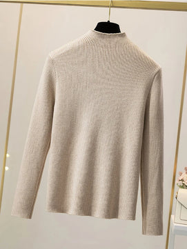 Women's Polyester Turtleneck Full Sleeve Solid Pattern Sweater