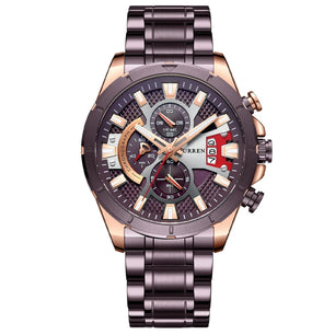 Men's Stainless Steel Folding Clasp Round Shape Luxury Watch