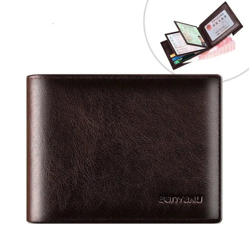 Men's Genuine Leather Letter Pattern Card Holder Trendy Wallet