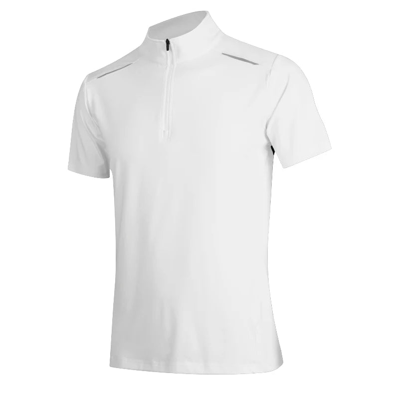 Men's Nylon Short Sleeves Solid Pattern Breathable Sport T-Shirt