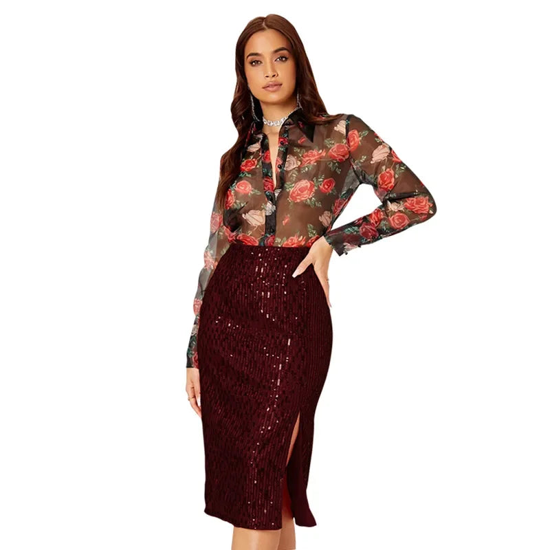 Women's Polyester Quick-Dry Sequined Pattern Casual Wear Skirts