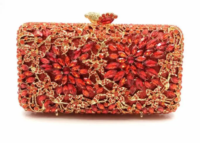 Women's Metallic Hasp Closure Rhinestone Pattern Wedding Clutch