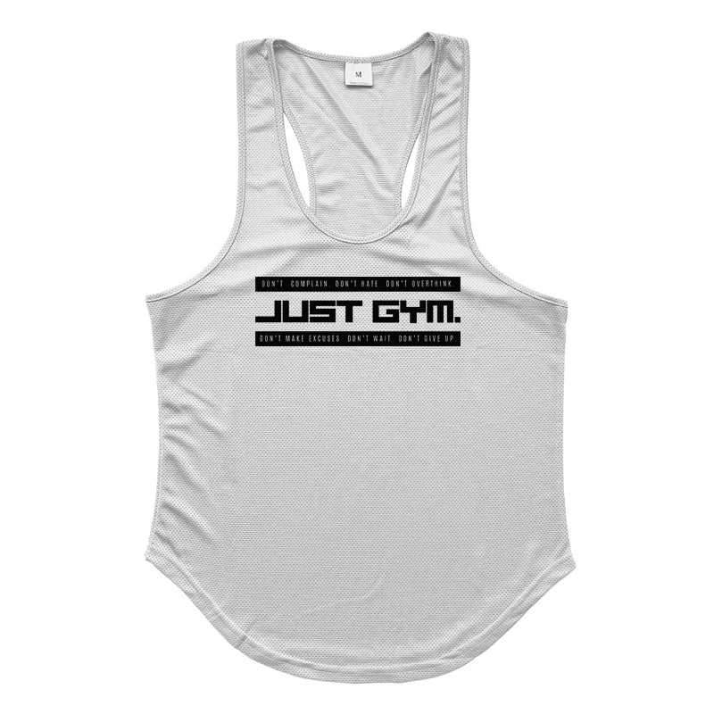 Men's Polyester Sleeveless Pullover Closure Letter Casual T-Shirt