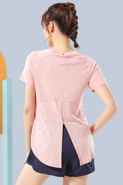 Women's Spandex O-Neck Short Sleeves Breathable Yoga Workout Top