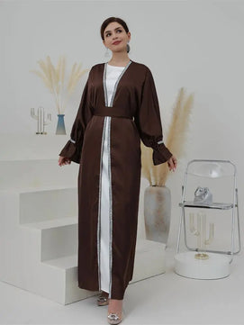 Women's Arabian V-Neck Polyester Full Sleeve Plain Pattern Abaya