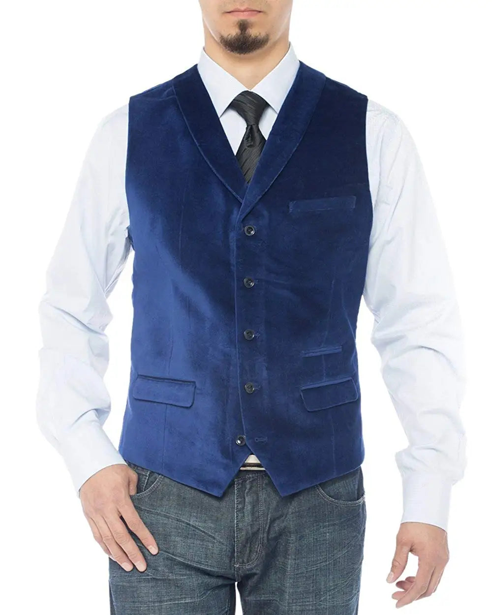 Men's Polyester V-Neck Sleeveless Single Breasted Formal Vests