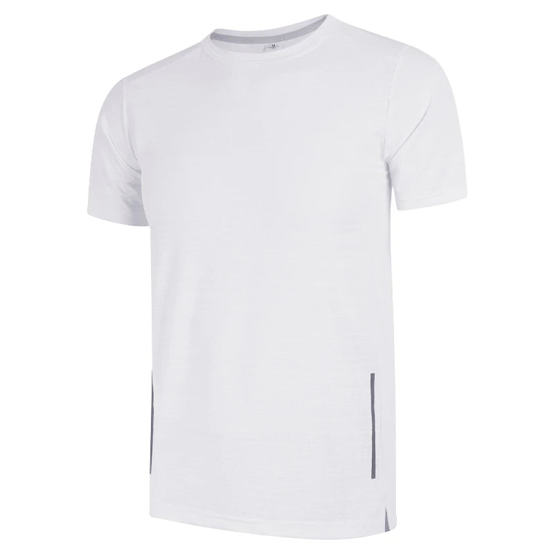 Men's Polyester O-Neck Short Sleeves Solid Pattern Sport T-Shirt