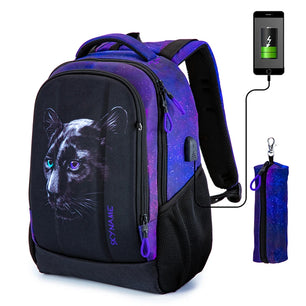 Kid's Polyester Zipper Closure Multifunctional School Backpack