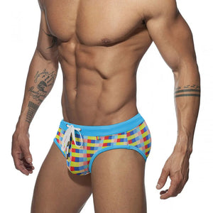 Men's Polyester Drawstring Waist Closure Quick-Dry Swimwear Brief