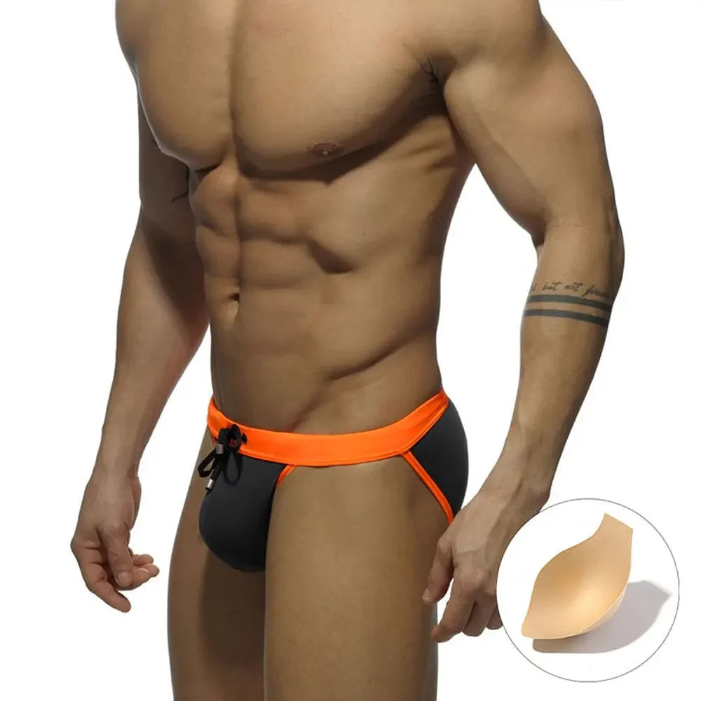 Men's Polyester Drawstring Closure Mixed Colors Bathing Brief