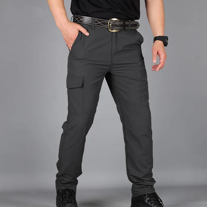 Men's Nylon Zipper Fly Closure Solid Pattern Casual Trousers