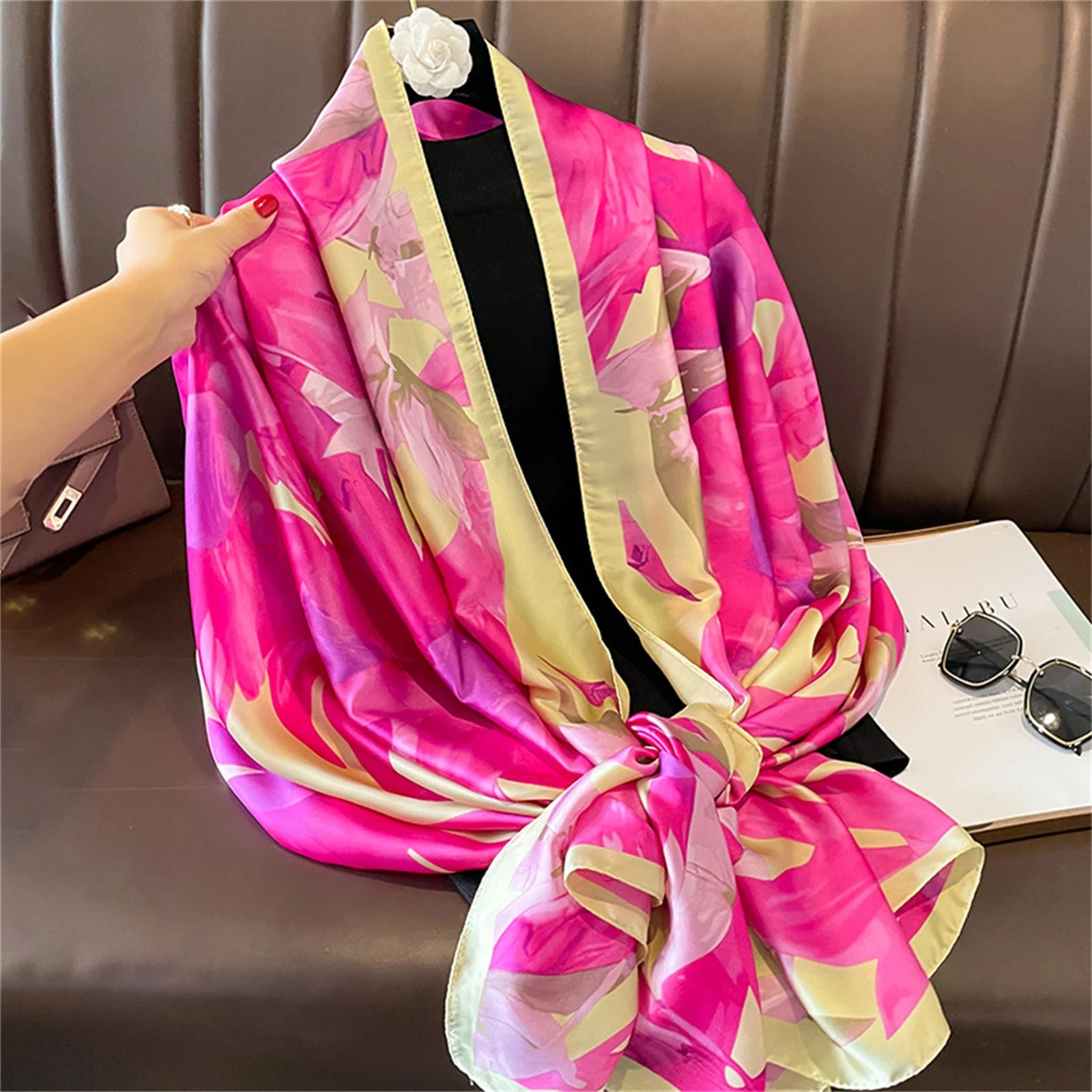 Women's Silk Neck Wrap Printed Pattern Trendy Beach Scarves