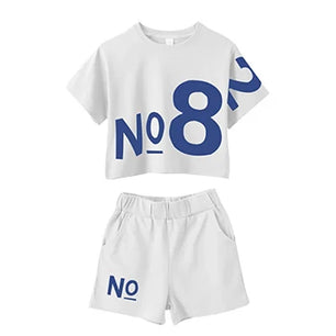 Kid's Cotton Short Sleeve Pullover Closure Letter Pattern Clothes