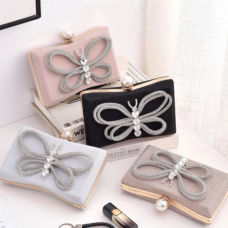 Women's Polyester Hasp Closure Luxury Bow Pattern Wedding Clutch