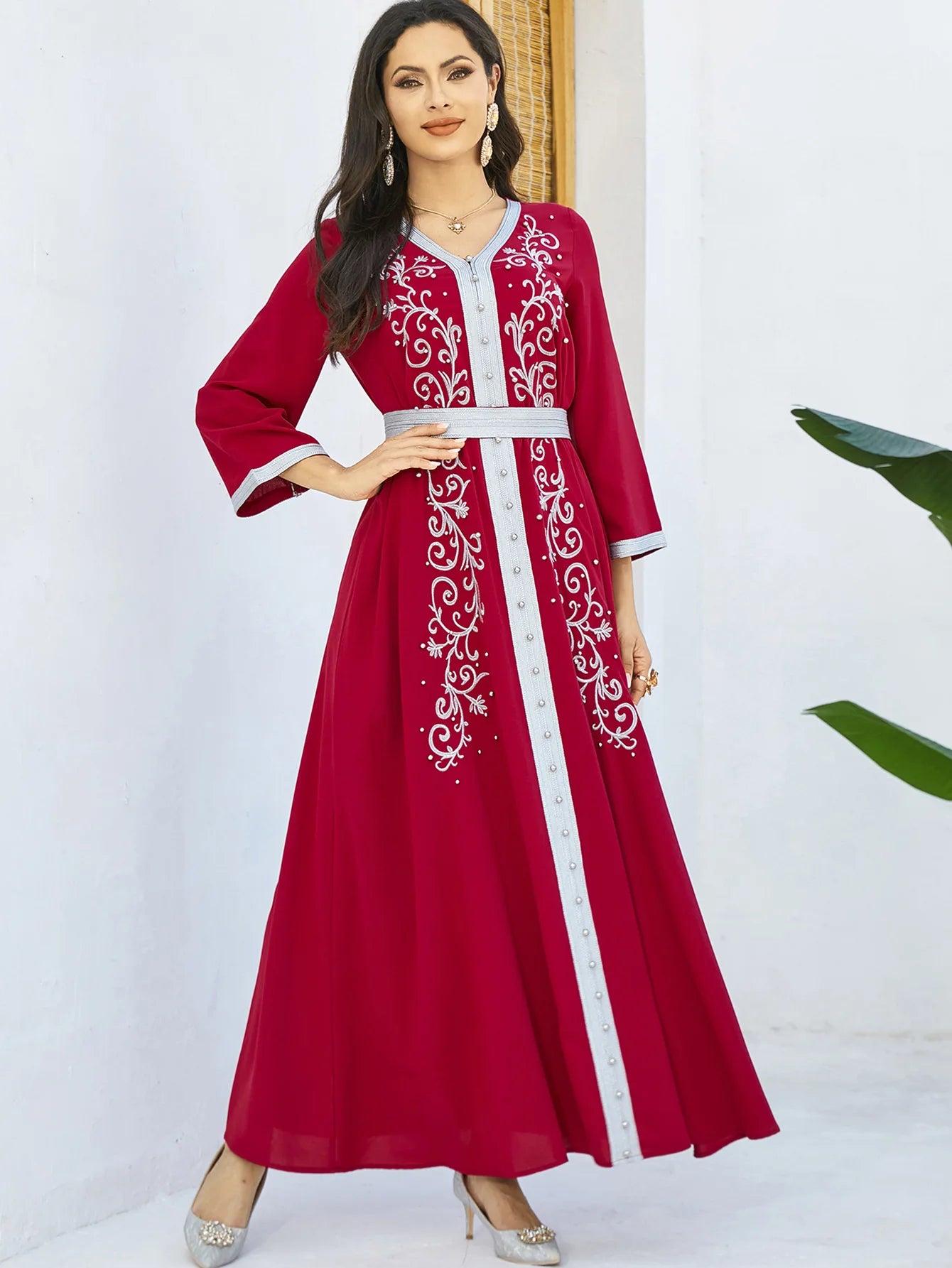 Women's Arabian Polyester Full Sleeves Printed Pattern Dress