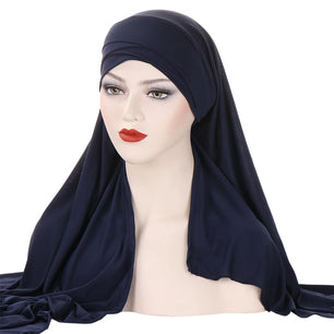 Women's Arabian Polyester Head Wrap Solid Pattern Elegant Hijabs