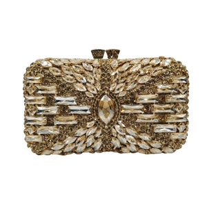 Women's Metallic Hasp Closure Rhinestone Pattern Wedding Clutch