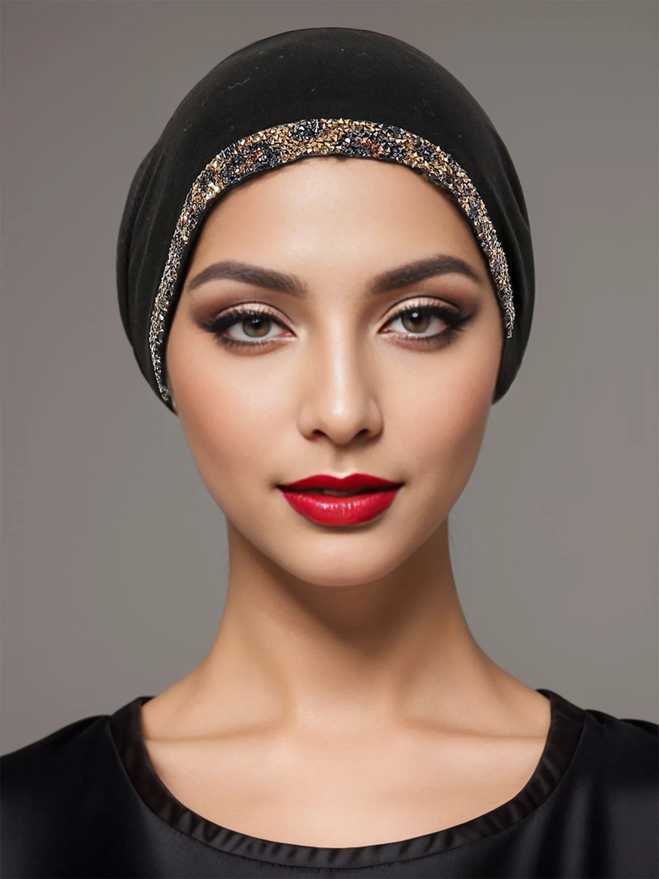 Women's Arabian Polyester Headwear Sequined Casual Hijabs