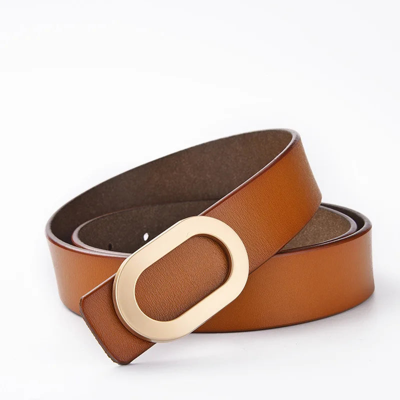 Women's Split Leather Adjustable Buckle Closure Casual Belts