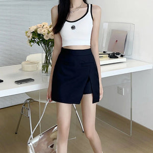 Women's Cotton Quick-Dry Solid Pattern Casual Wear Mini Skirts