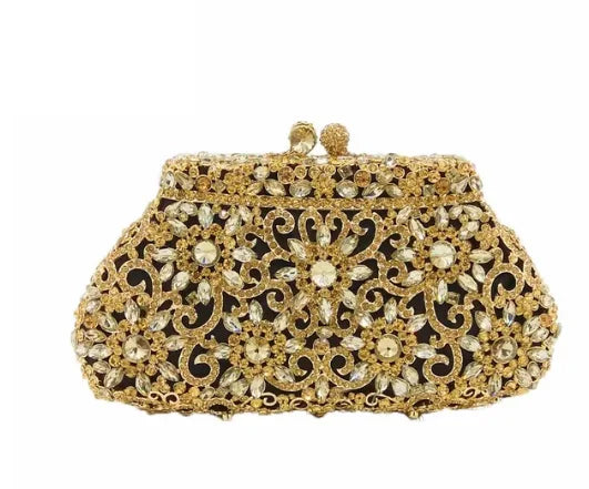 Women's Metallic Hasp Closure Rhinestone Pattern Wedding Clutch