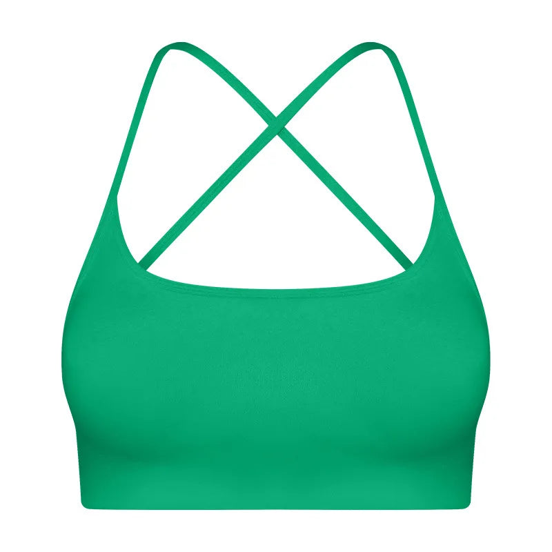 Women's Nylon Square-Neck Sleeveless Shockproof Yoga Crop Top