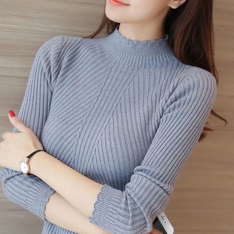 Women's Acrylic O-Neck Full Sleeves Knitted Pullovers Sweater