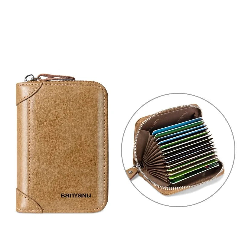 Men's Genuine Leather Letter Pattern Card Holder Trendy Wallets