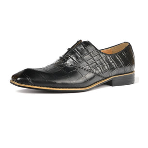 Men's Genuine Leather Pointed Toe Lace-up Closure Formal Shoes