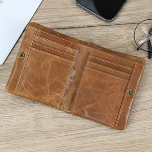 Men's Genuine Leather Solid Pattern Card Holder Trendy Wallets