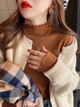 Women's Polyester Turtleneck Full Sleeves Solid Pattern Sweater