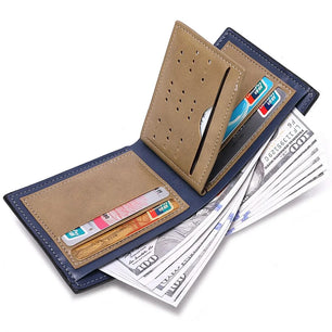 Men's PU Leather Solid Pattern Card Holder Horizontal Wallets