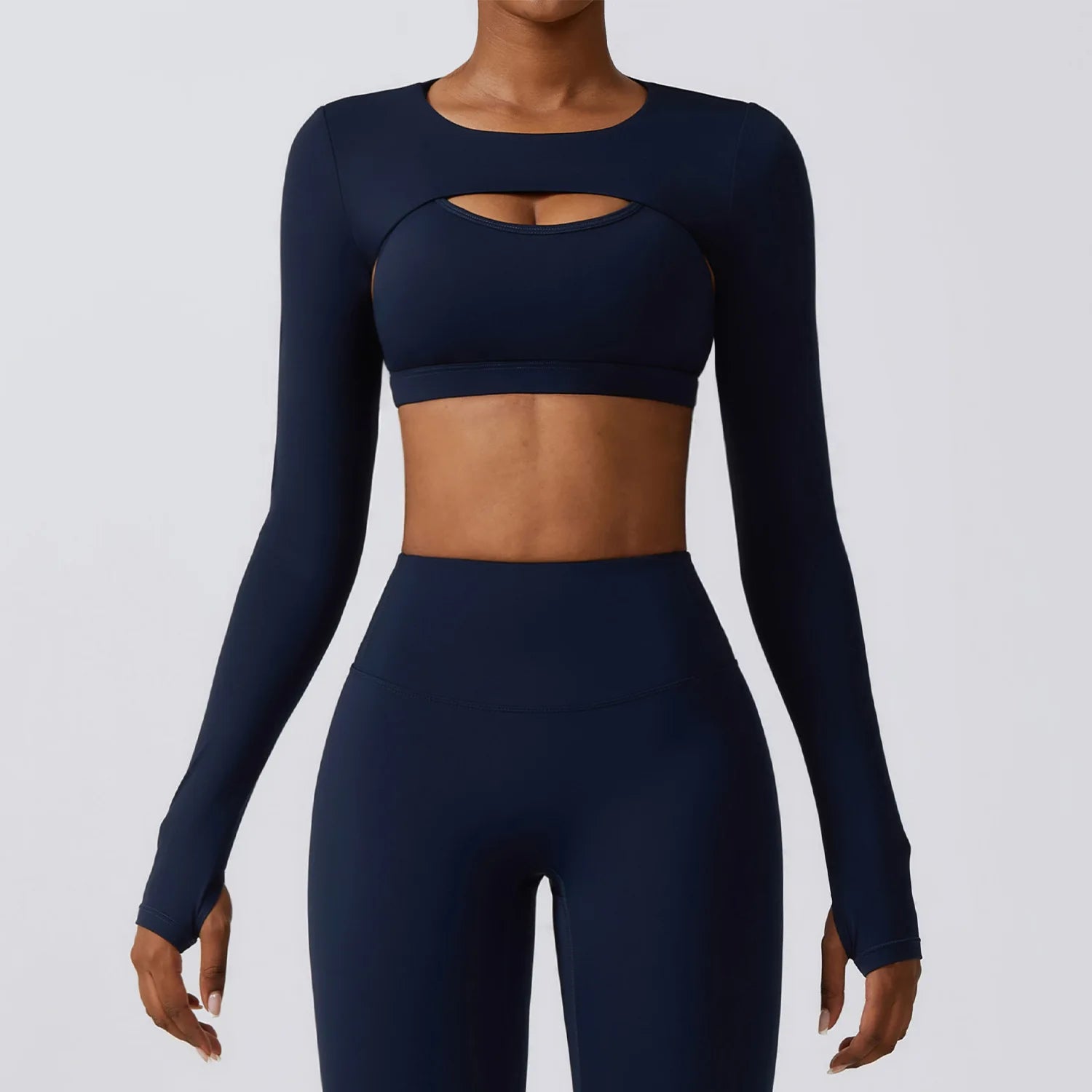 Women's Nylon Long Sleeves Push Up Fitness Yoga Workout Crop Top