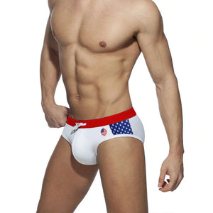 Men's Polyester Low Waist Drawstring Closure Printed Pattern Brief