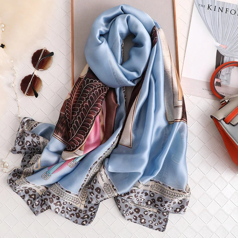 Women's Polyester Neck Wrap Printed Pattern Trendy Beach Scarves