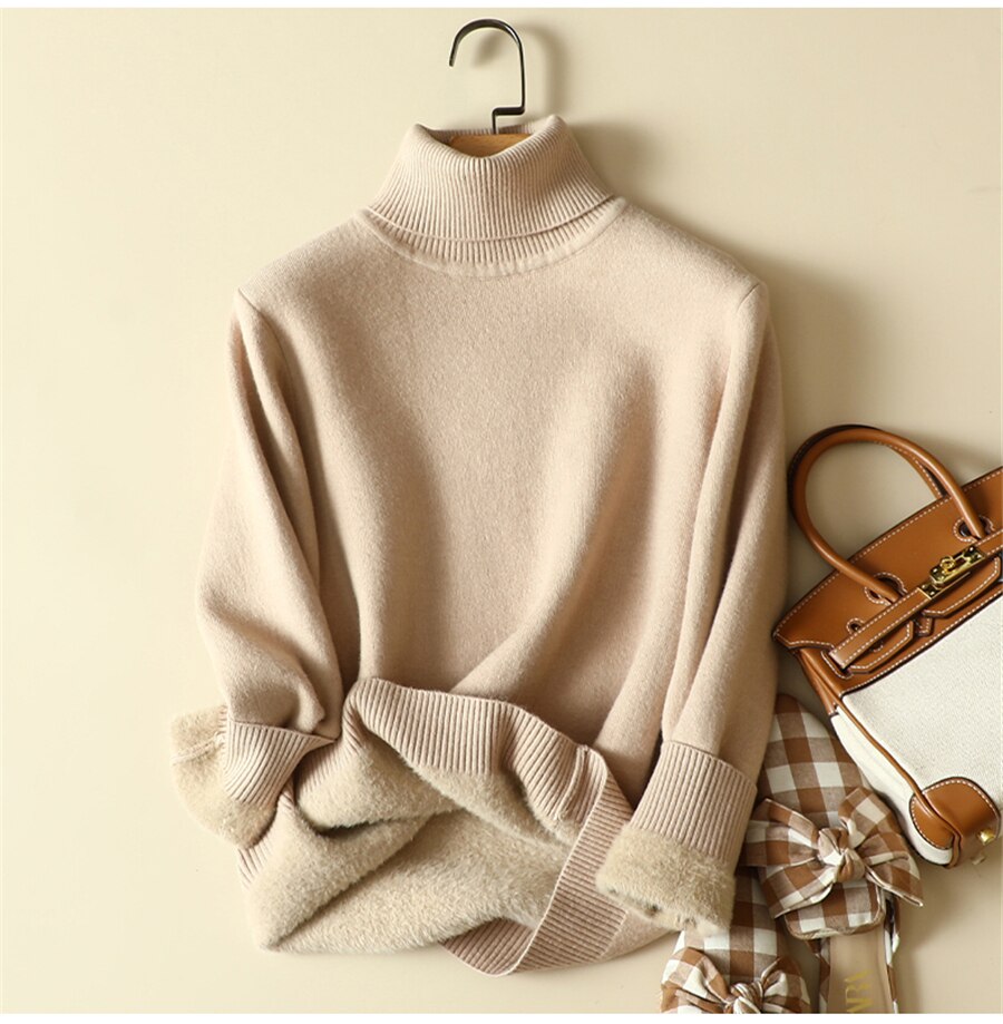 Women's Turtleneck Acrylic Knitted Pattern Casual Wear Sweaters