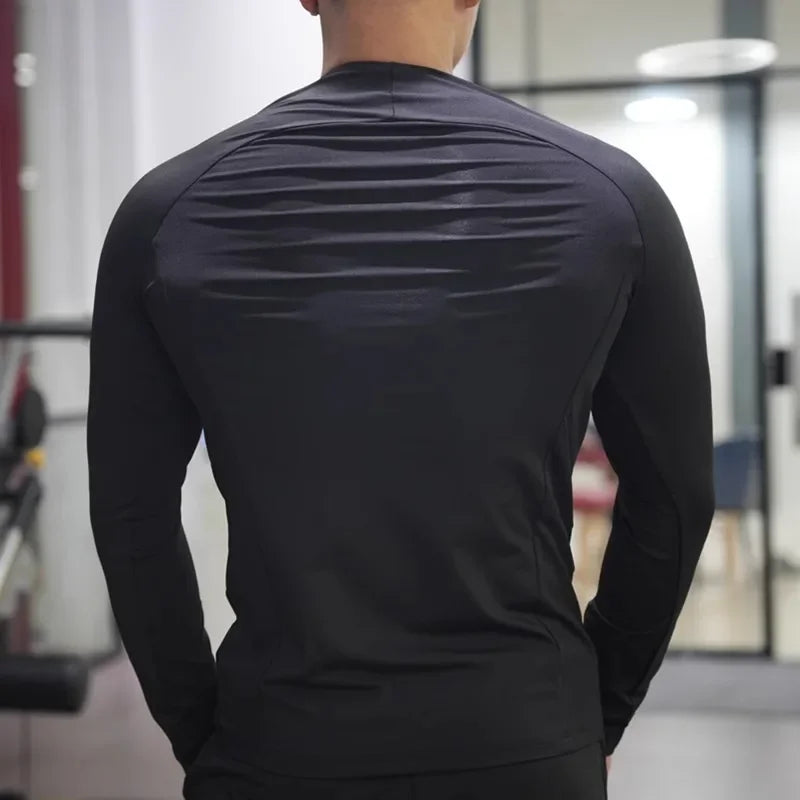 Men's Polyester Long Sleeve Pullover Closure Sportswear T-Shirt