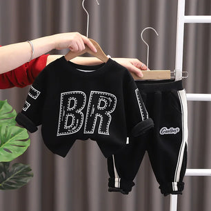 Baby's O-Neck Cotton Full Sleeve Pullover Closure Two-Piece Suit