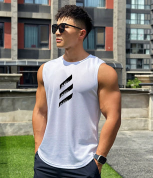 Men's Polyester Sleeveless Pullover Closure Sportswear T-Shirt