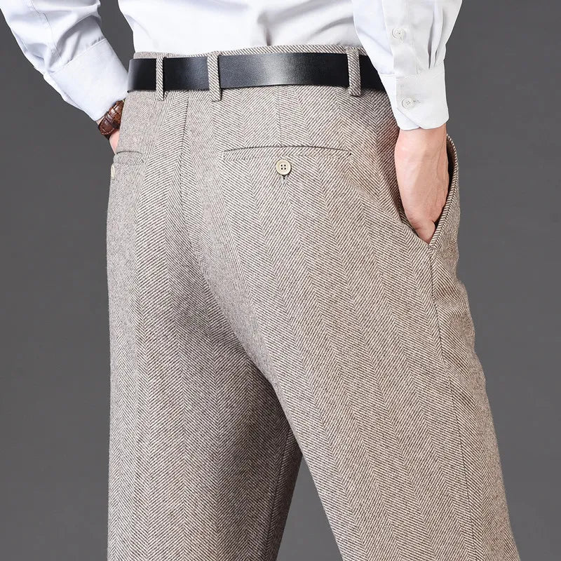 Men's Rayon Zipper Fly Closure Full Length Formal Wear Pants