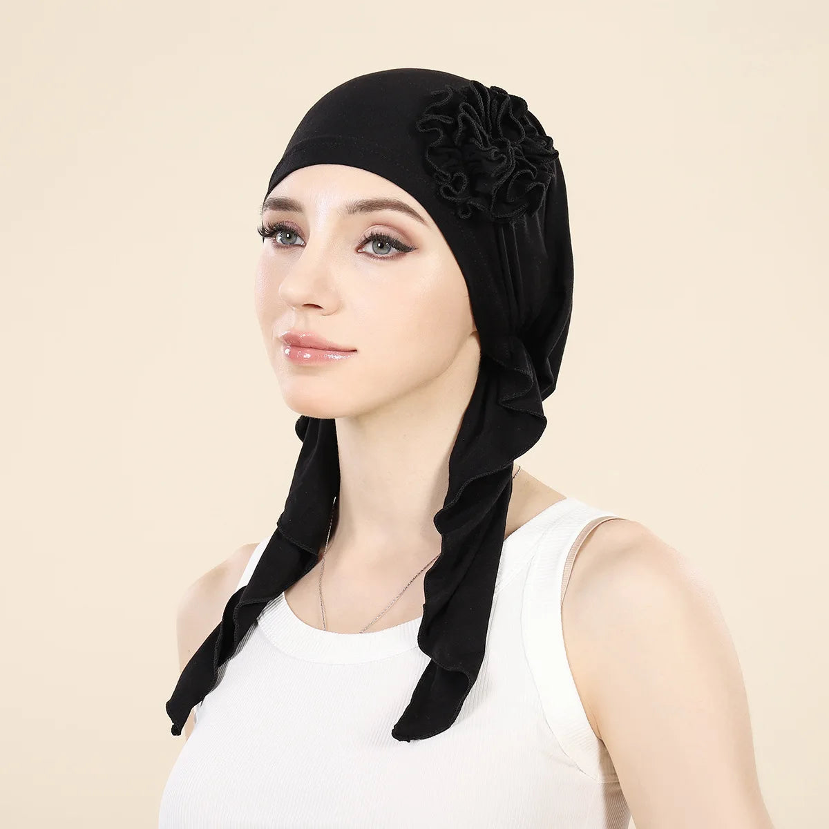 Women's Arabian Polyester Headwear Flower Pattern Casual Hijabs