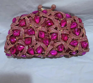 Women's Metallic Hasp Closure Rhinestone Luxury Wedding Clutch