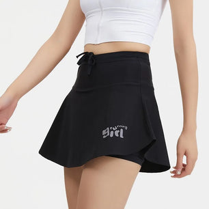 Women's Nylon High Waist Solid Pattern Breathable Sports Skirt