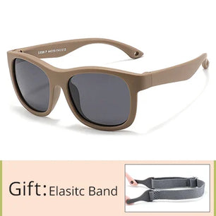 Kid's Acetate Frame Polycarbonate Lens Square Shaped Sunglasses