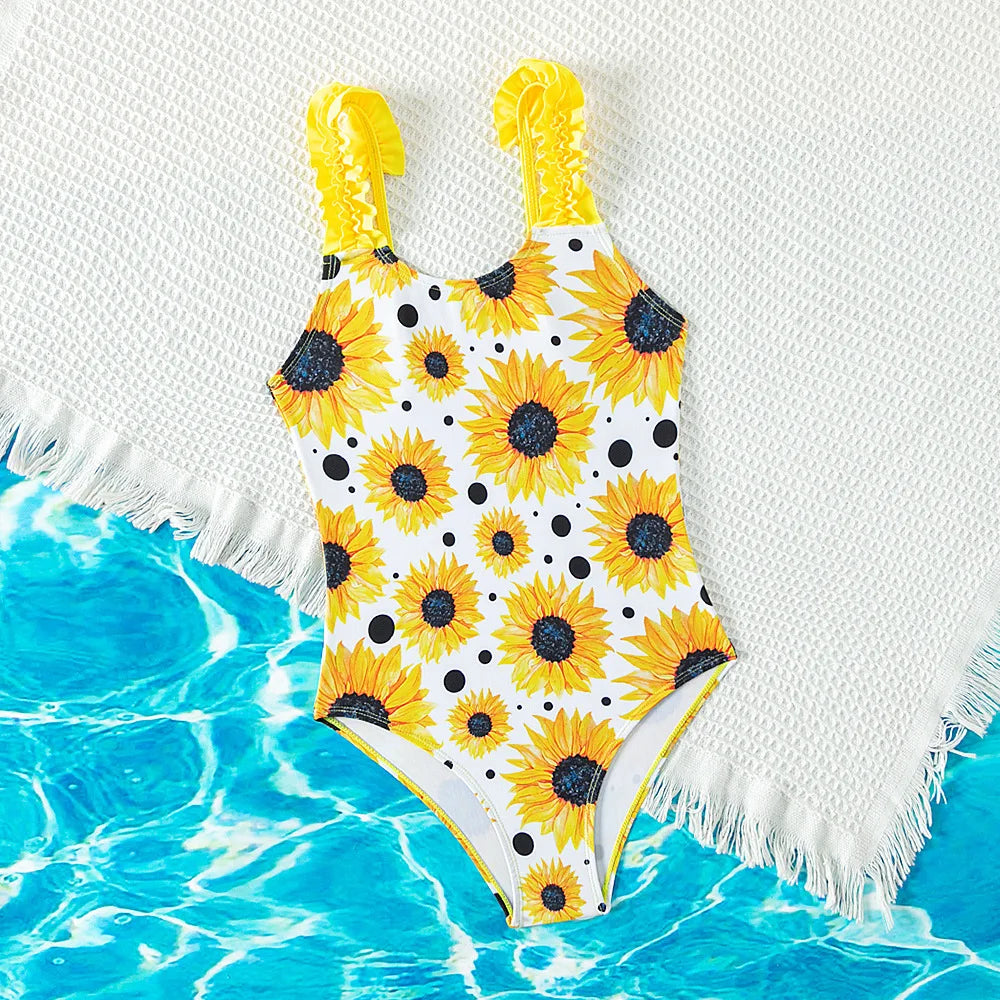 Kid's O-Neck Polyester Swimwear One-Piece Trendy Bathing Suit