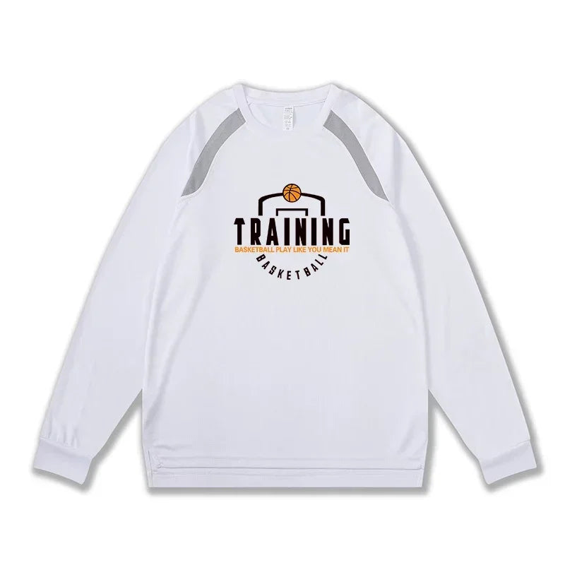 Men's Polyester O-Neck Long Sleeve Letter Pattern Sport T-Shirt