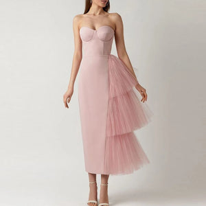 Women's Polyester Sweetheart-Neck Sleeveless Party Wear Dress