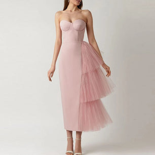 Women's Polyester Sweetheart-Neck Sleeveless Party Wear Dress